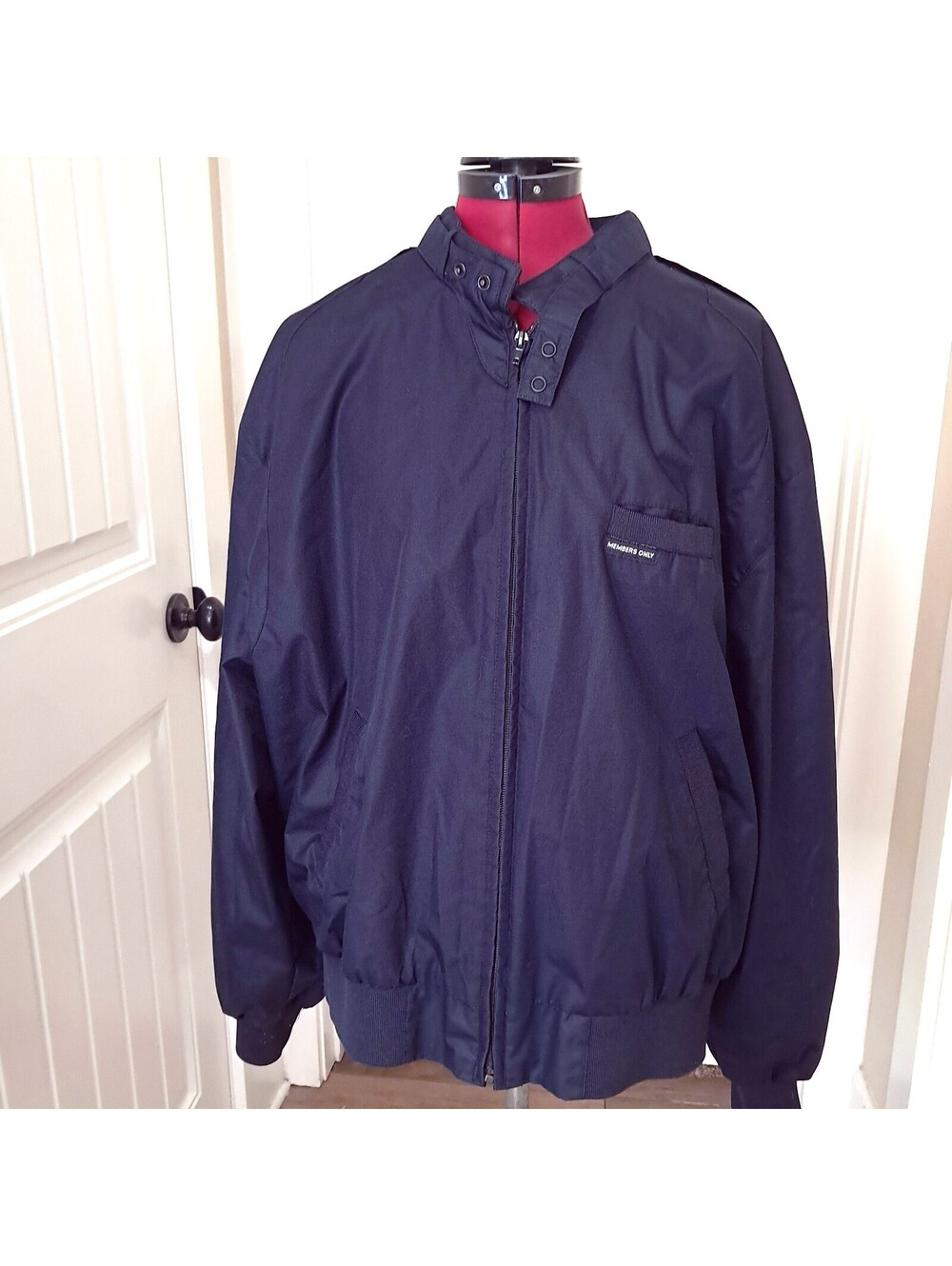 Members Only Jacket Mens XL Navy Blue bomber racer moto 80s Hong Kong Vintage